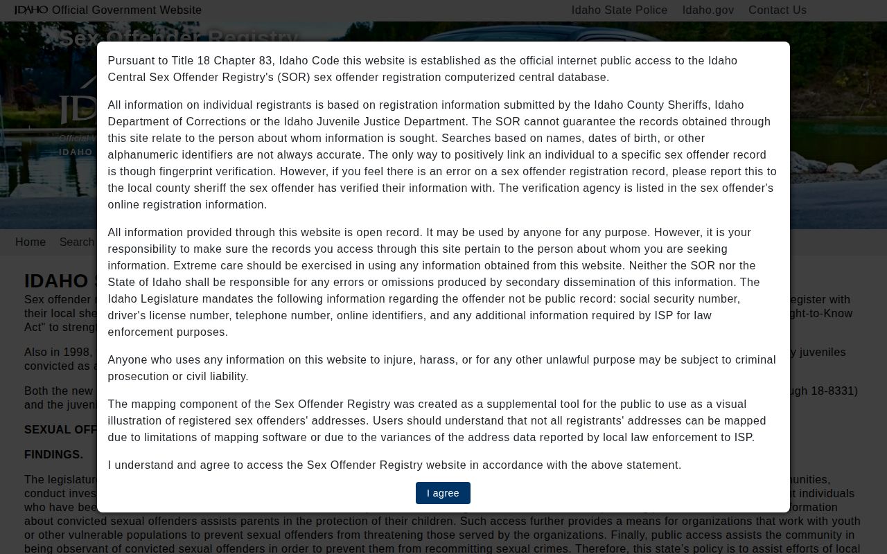 Caribou County release photo channel through the limited Idaho registry search